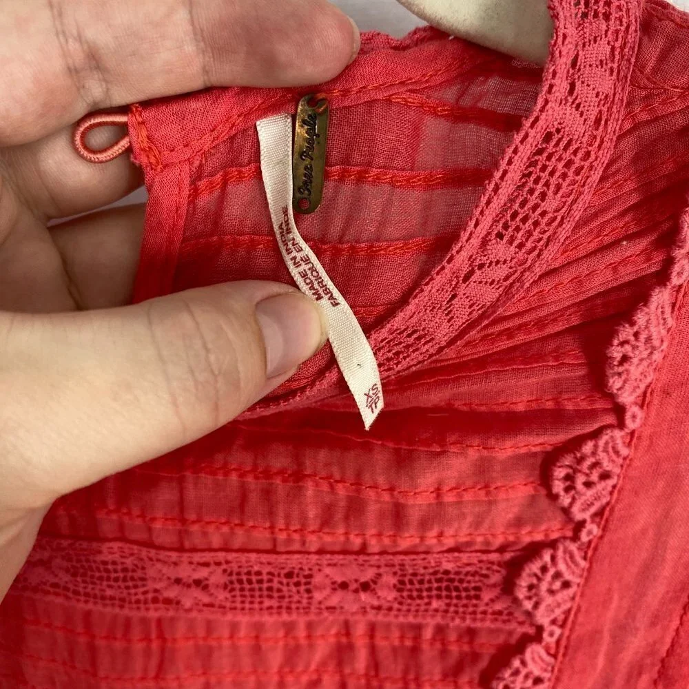 Free People Nobody Like You Babydoll Minidress Coral Size XS